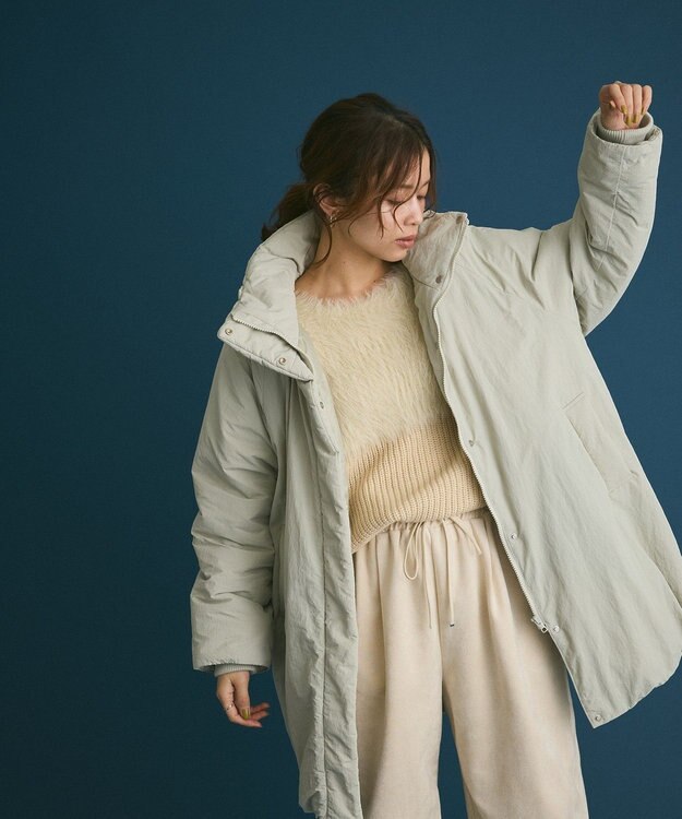 Green Parks シームレス中綿ドロストコート Smoky Green