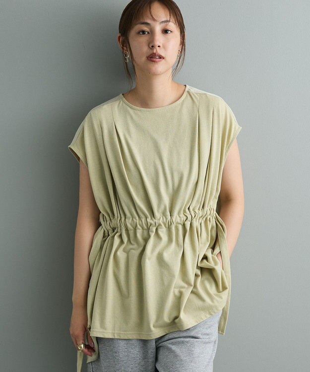 CRAFT STANDARD BOUTIQUE 布帛ウエストギャザー切替チュニック Lime Green