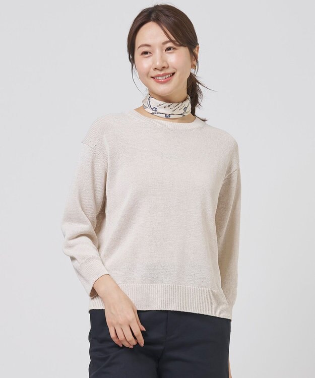 J.PRESS LADIES L DRY COMFORT クルーネック ニット ライトベージュ系