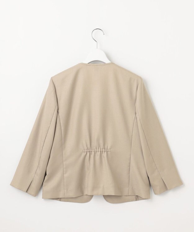 J.PRESS LADIES 【セットアップ対応・洗える・UVケア・吸水速乾】OXIJEWELストレッチ ノーカラー ジャケット ベージュ系