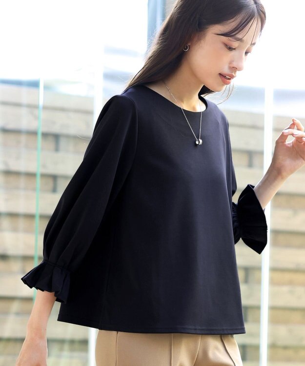 Tiaclasse 【洗える】タックスリーブカットソートップス ネイビー