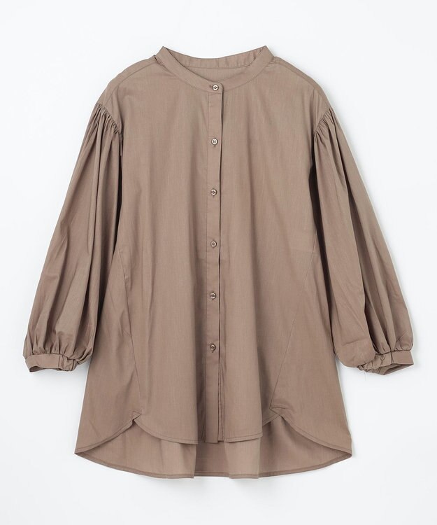 ANY シルキーソフトスタンドカラーシャツ モカ