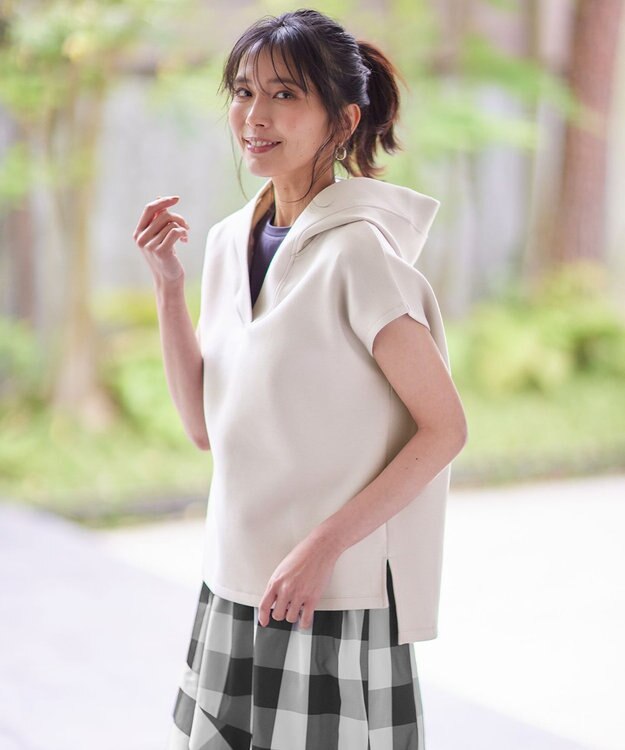 ANY L ダンボールフレンチスリーブ パーカー サンドベージュ