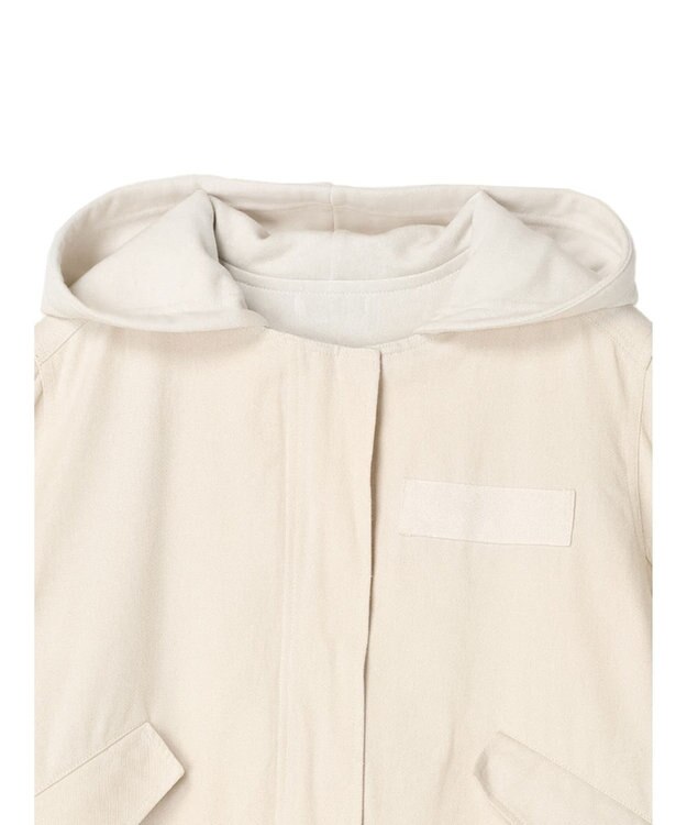 earth music&ecology パーカー付きミリタリーブルゾン Ecru