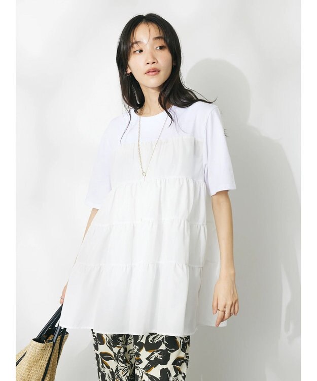 CRAFT STANDARD BOUTIQUE 異素材ティアードカットチュニック Off White