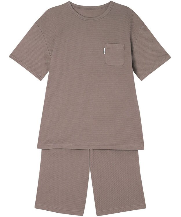 ワコール／睡眠科学 パジャマ 綿100%(本体) ワッフル素材 5分袖 半袖 5分丈 メンズ YGT126 睡眠科学／ワコール ブラウン