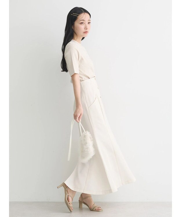 earth music&ecology フロントボタンマーメイドスカート Ivory