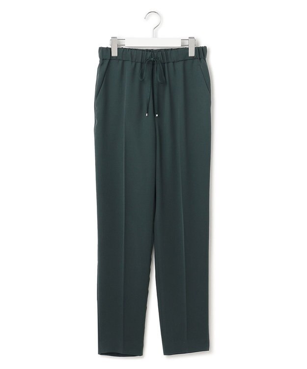 23区 S 【洗える】ドライダブルサテン ドロスト パンツ ダークグリーン系