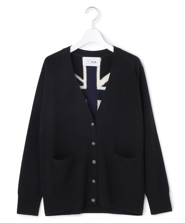 ICB 【30th ANNIVERSARY】 カシミヤブレンド ユニオンジャックカーディガン ブラック