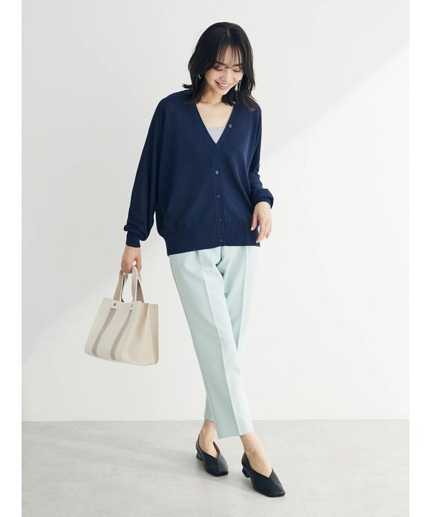 Green Parks ＵＶカット加工　ドルマンニットカーディガン Navy