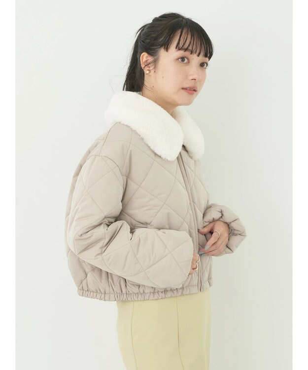 earth music&ecology ファーカラーブルゾン Beige