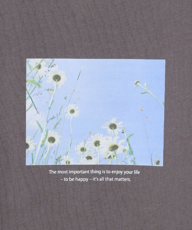 Feroux フラワーフォトプリント Tシャツ グレー系