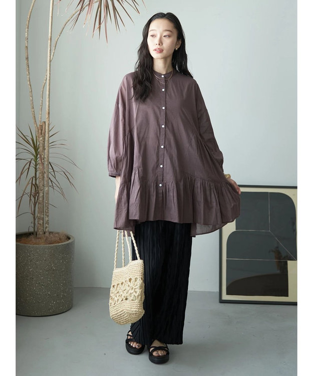 earth music&ecology リラックスセルフカットパンツ Black