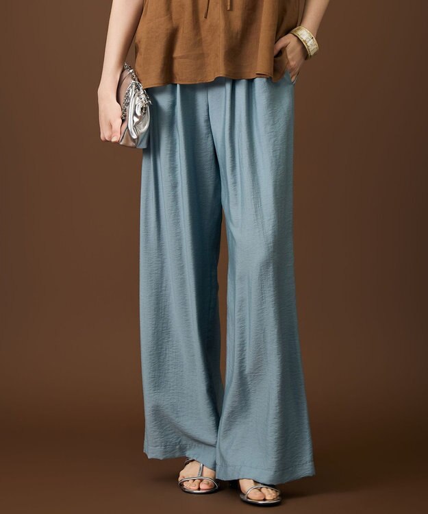 自由区 L 【SHIHOさん着用・ご好評アイテム・新色追加・セットアップ対応】エアリーツイルワイド パンツ ［新色］サックス