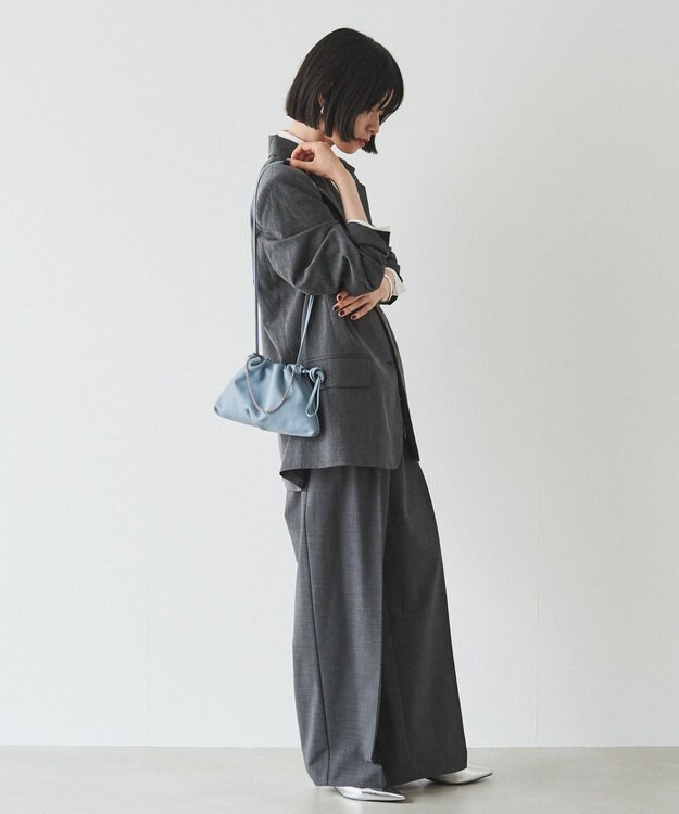 russet レザー巾着ミニショルダーバッグ(CE-1637) L.Blue