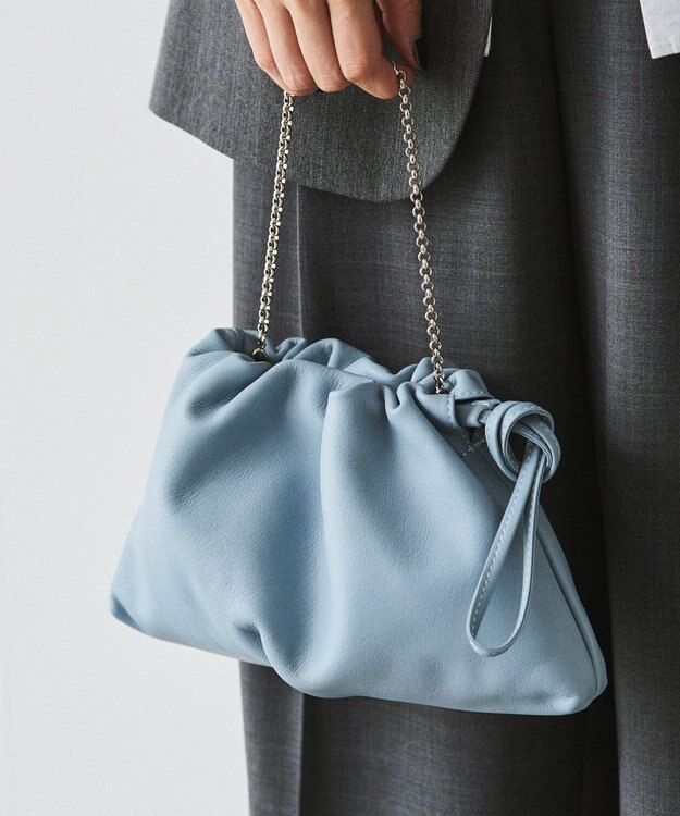 russet レザー巾着ミニショルダーバッグ(CE-1637) L.Blue