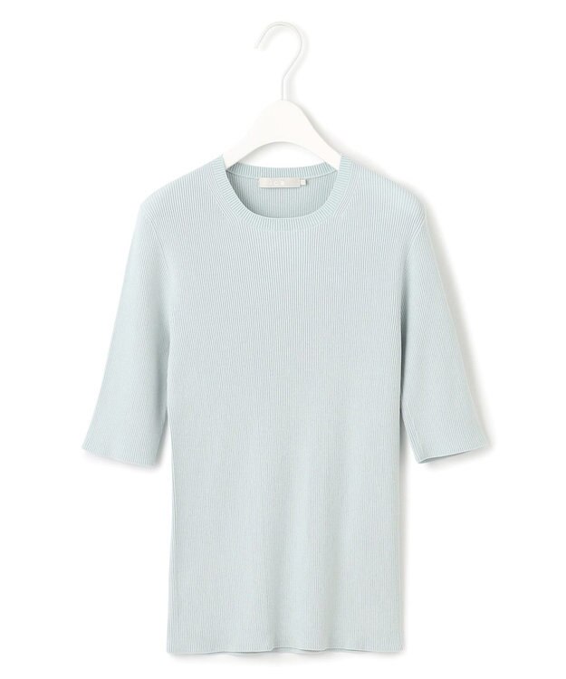 ICB L 【洗える】ハイゲージリブベーシック プルオーバーニット アッシュブルー系