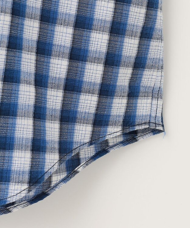 JOSEPH ABBOUD 【サスティナブル】リヨセルリネンチェック 半袖シャツ ブルー系3