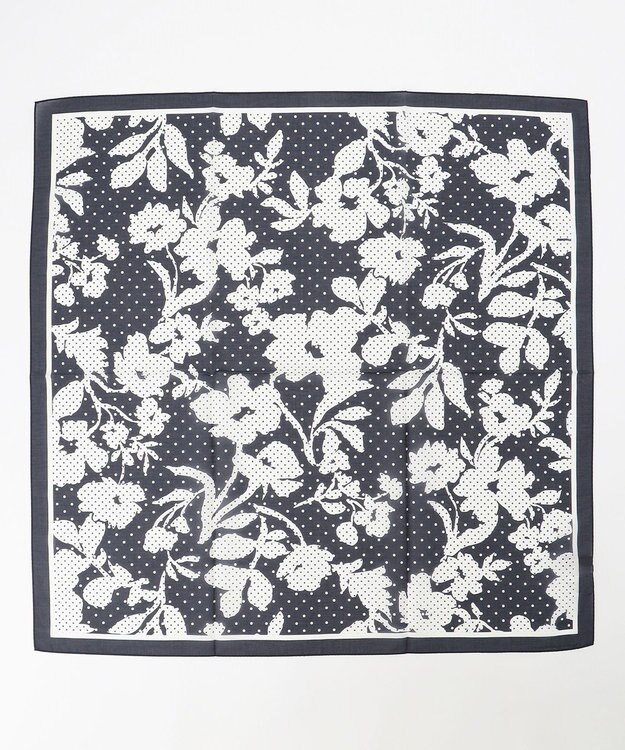 自由区 シルクコットンプリント スカーフ ブラック系