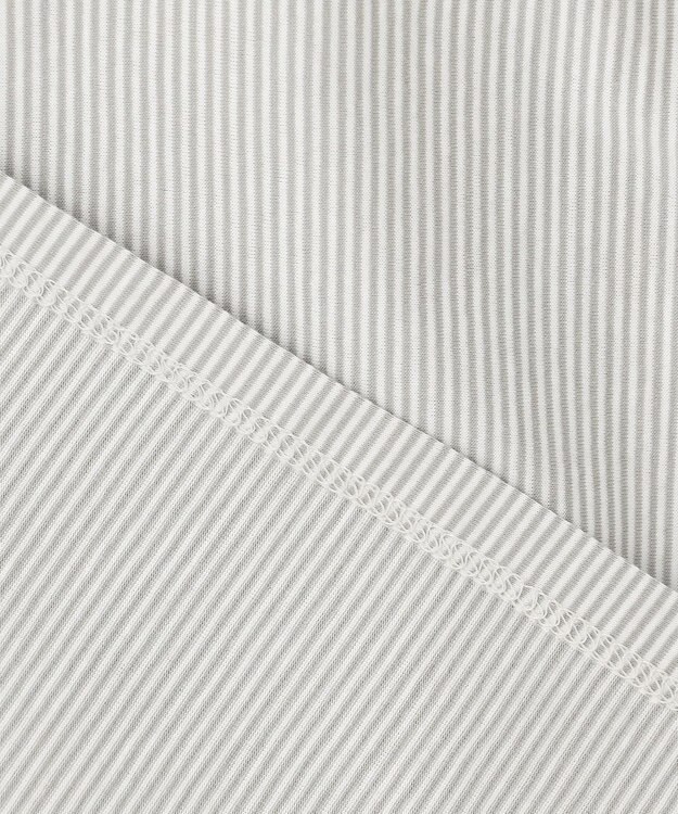 ANY SIS S 【洗える】シルケットストライプフレンチスリーブ カットソー ミントストライプ