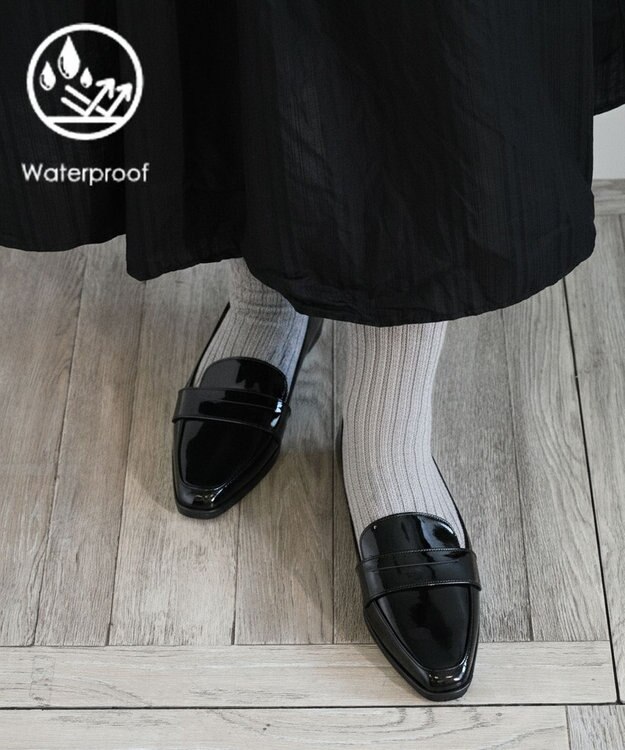 APOM 日本製 晴雨兼用スクエアトゥコインローファー15＜CRAHUG限定＞ ブラックエナメル