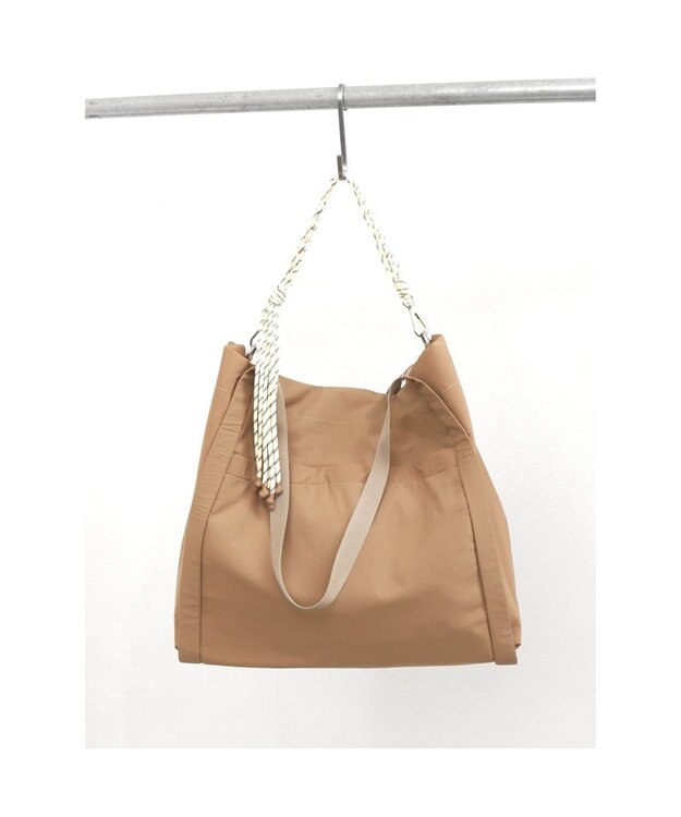 UNBILLION カシュカシュ cachecache / コード編みハンドルビッグナイロントート キャメル