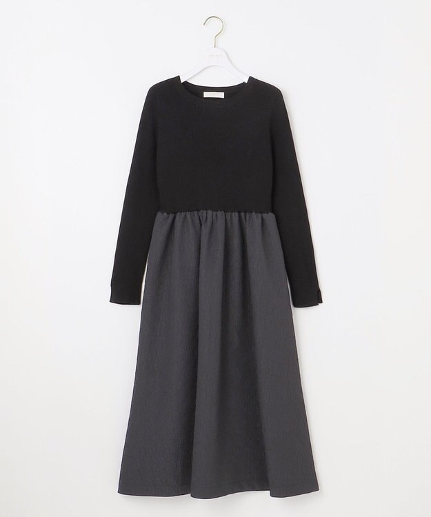 ANY SIS 【洗える】フクレジャカード ワンピース ブラック