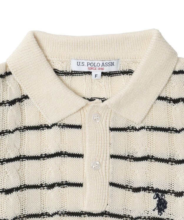 WEGO 別注USPOLO　ケーブルニットポロ ホワイトボーダー