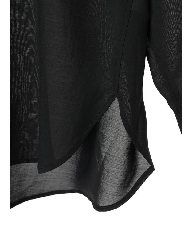 earth music&ecology シアーバンドカラーシャツ Black