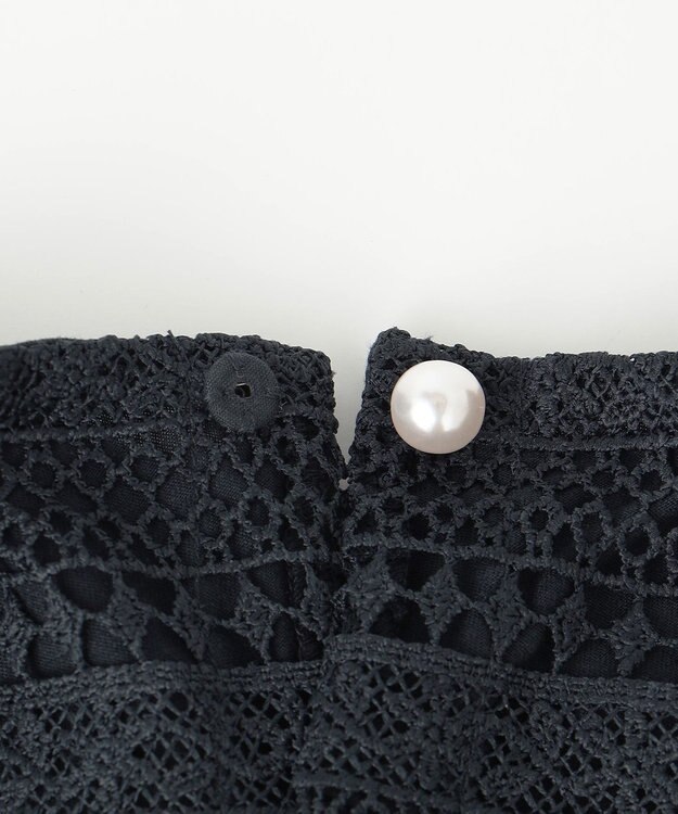 組曲 S ボーダーレース ブラウス ネイビー系