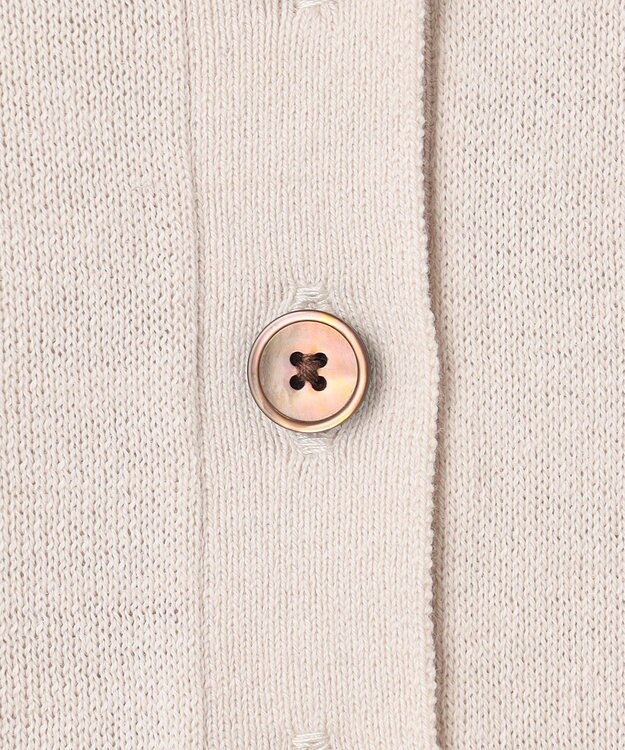 J.PRESS LADIES L 【洗える】DRY COTTON ニットポロ ベージュ×ダークブラウン系