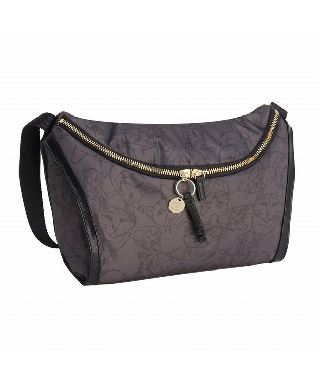 ACE BAGS & LUGGAGE HAyU × ace.  ユッカ ショルダーバッグ 17835 チャコール（ネコヘッド柄）