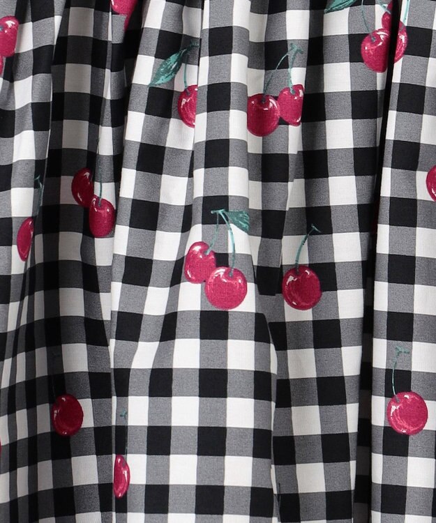 ANY KIDS 総柄 サマーワンピース ブラック×サクランボ