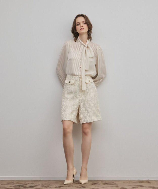 GRACE CONTINENTAL ストライプボウブラウス ベージュ