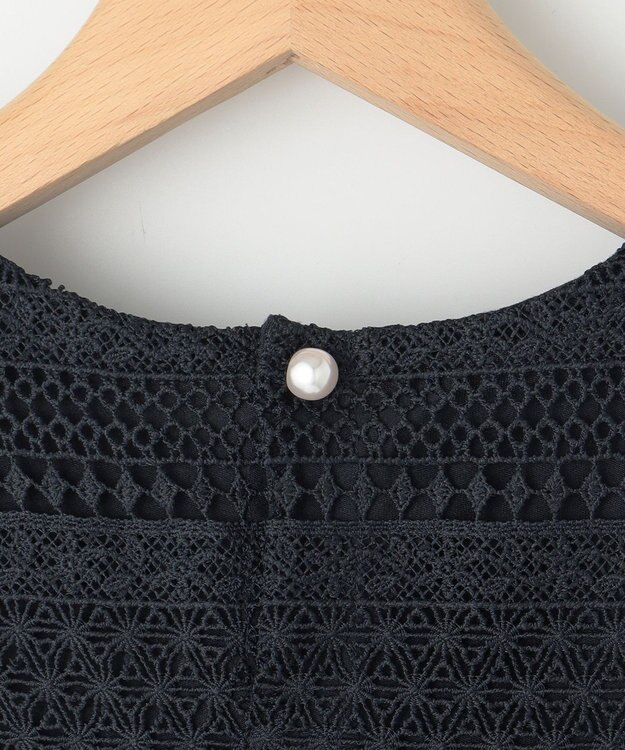 組曲 S ボーダーレース ブラウス ネイビー系