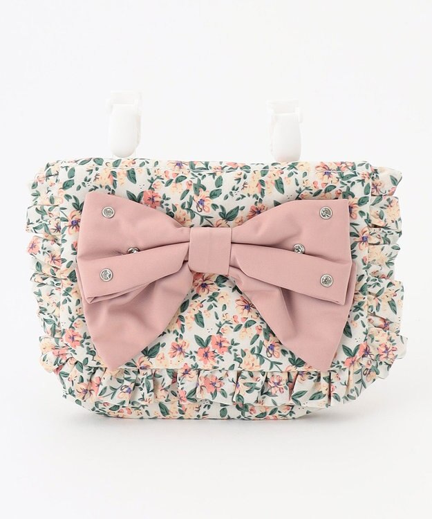 ANY KIDS リボン 移動 ポケット ポシェット ピンク×花柄