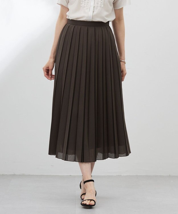 J.PRESS LADIES S 【洗える】シアータフタ プリーツ スカート ダークブラウン系