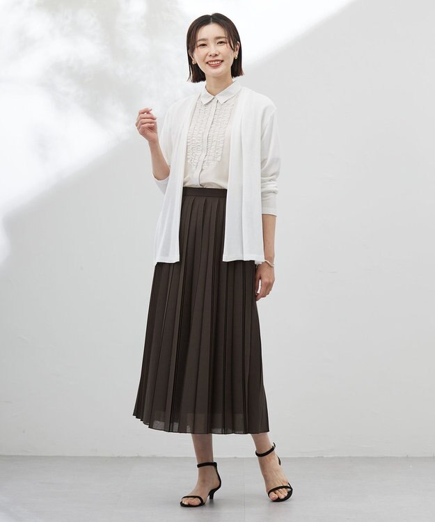 J.PRESS LADIES L 【洗える】シアータフタ プリーツ スカート ダークブラウン系