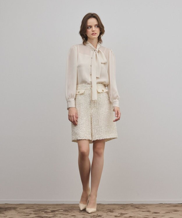 GRACE CONTINENTAL ストライプボウブラウス ベージュ