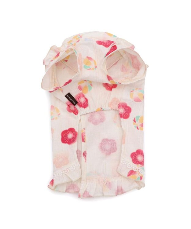 PET PARADISE ペットパラダイス 甚平《梅てまり柄》　小型犬 ホワイト×レッド