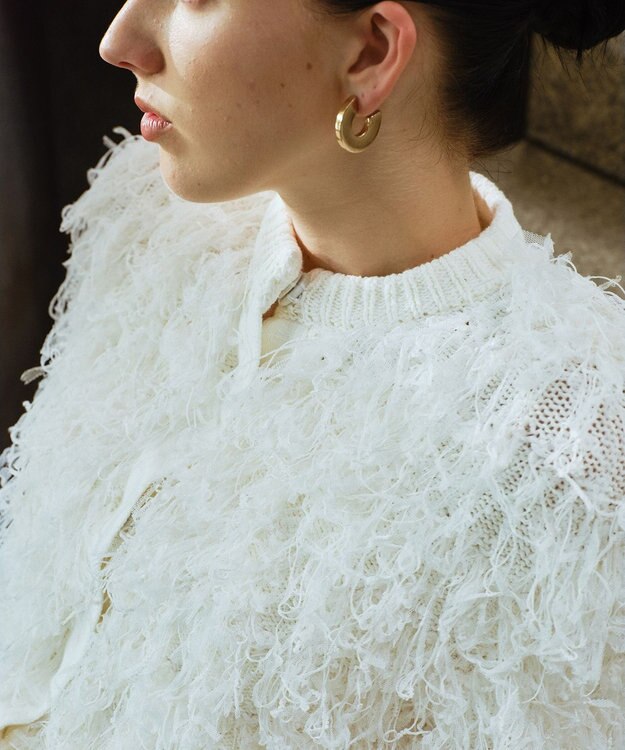 #Newans リボンヤーンニットカーディガン ホワイト