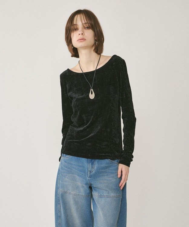 GRACE CONTINENTAL クラッシュベロアカットトップ ブラック