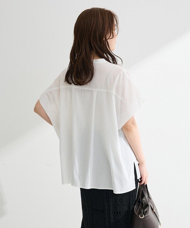 Green Parks 半袖シアースキッパーブラウス Off White