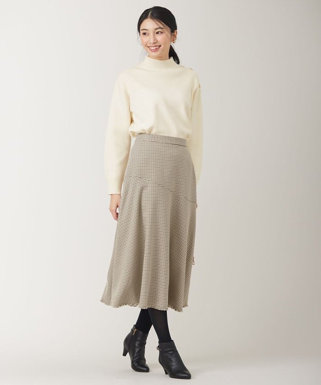 ANY SIS 【洗える】リブコンビボタン ニット アイボリー