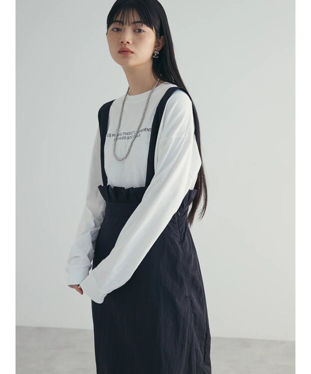 Green Parks armonia. サスペンダー付きスカート Black