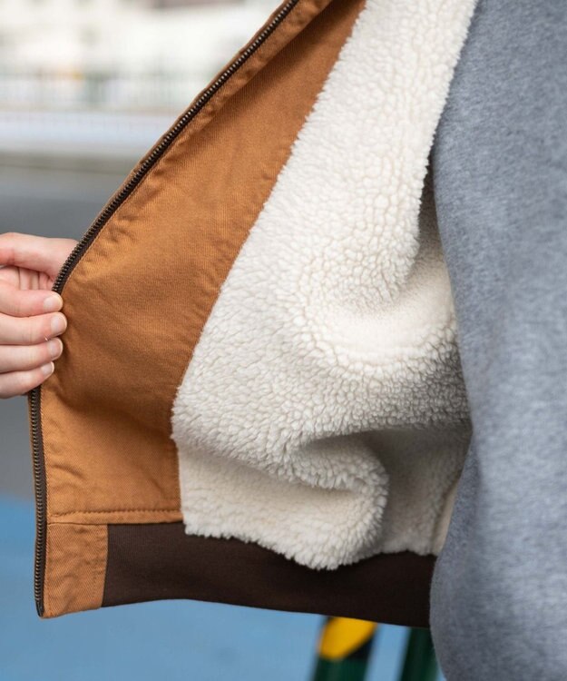 WEGO 【ユニセックス着用ITEM】ワーカーズボアフードブルゾン ブラウン