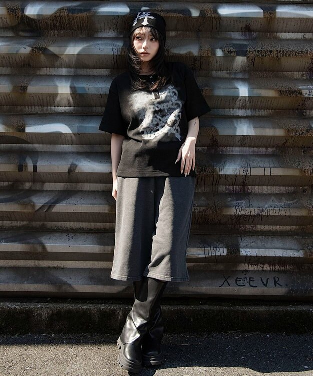 WEGO 【ユニセックス着用ITEM】グラフィックヘンリーネックT（SS） ブラック