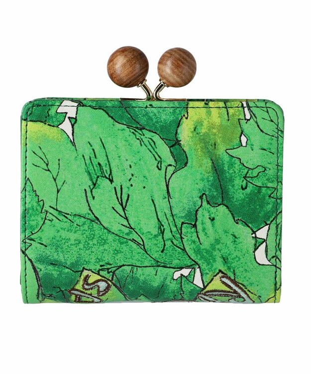 tsumori chisato CARRY 葉っぱ がま口 2つ折り財布 グリーン