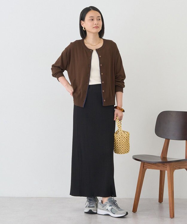 AMERICAN HOLIC 配色シアーカーディガン Brown