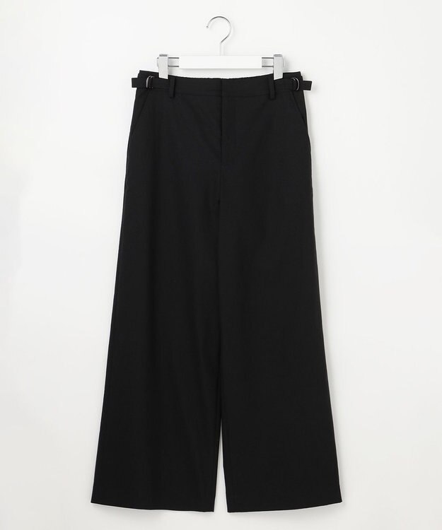 J.PRESS LADIES S 【人気素材】セルロースリネンストレッチ セミワイド パンツ ブラック系